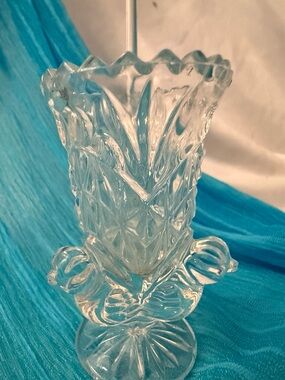 Clear Glass Toothpick Vase - or Salt Cellar with glass spoon  Home Accents
